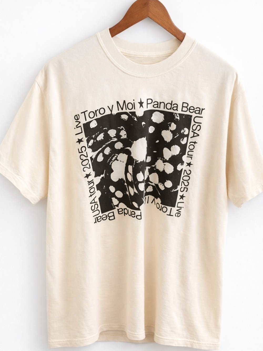 Toro y Moi Panda Bear 2025 Tour Graphic Tee in Cream